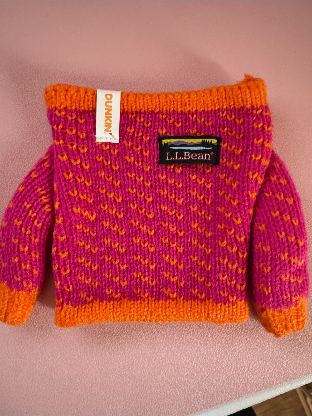 L.L. Bean Pink Sweater with Orange Trim